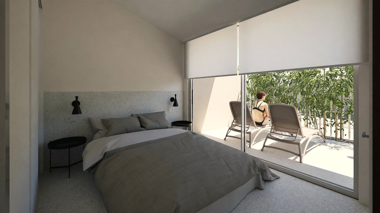Dormitorio con terraza